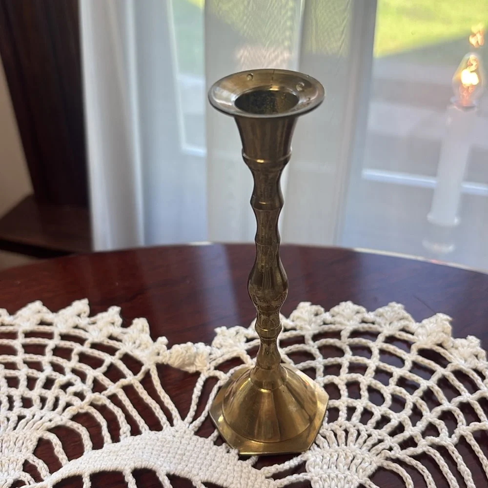 Brass Candle Holders Elegant Gold Vintage MCM Antique Boho Cottage Home Decor